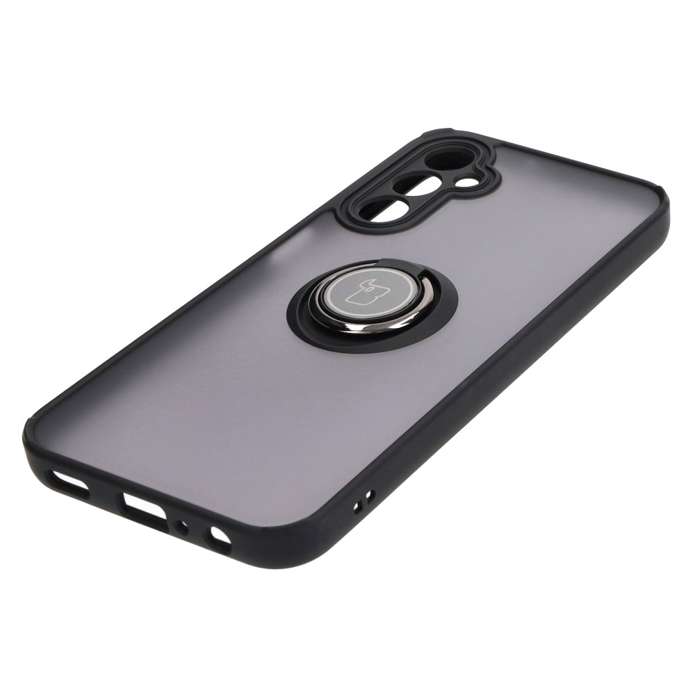 Handyhülle mit Fingergriff für Galaxy A24 4G, Bizon Case Hybrid Ring, getönt mit schwarzem Rahmen