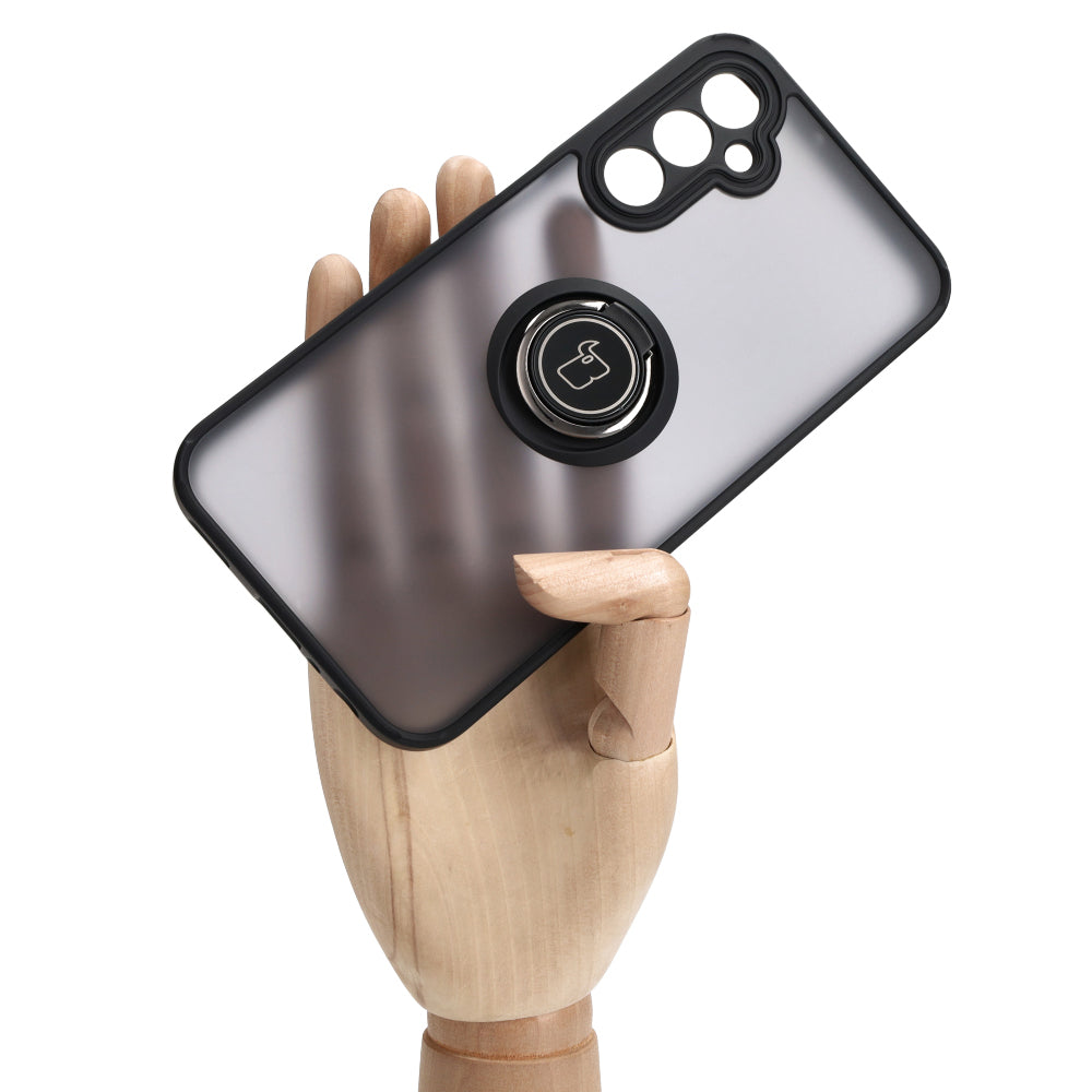 Handyhülle mit Fingergriff für Galaxy A24 4G, Bizon Case Hybrid Ring, getönt mit schwarzem Rahmen