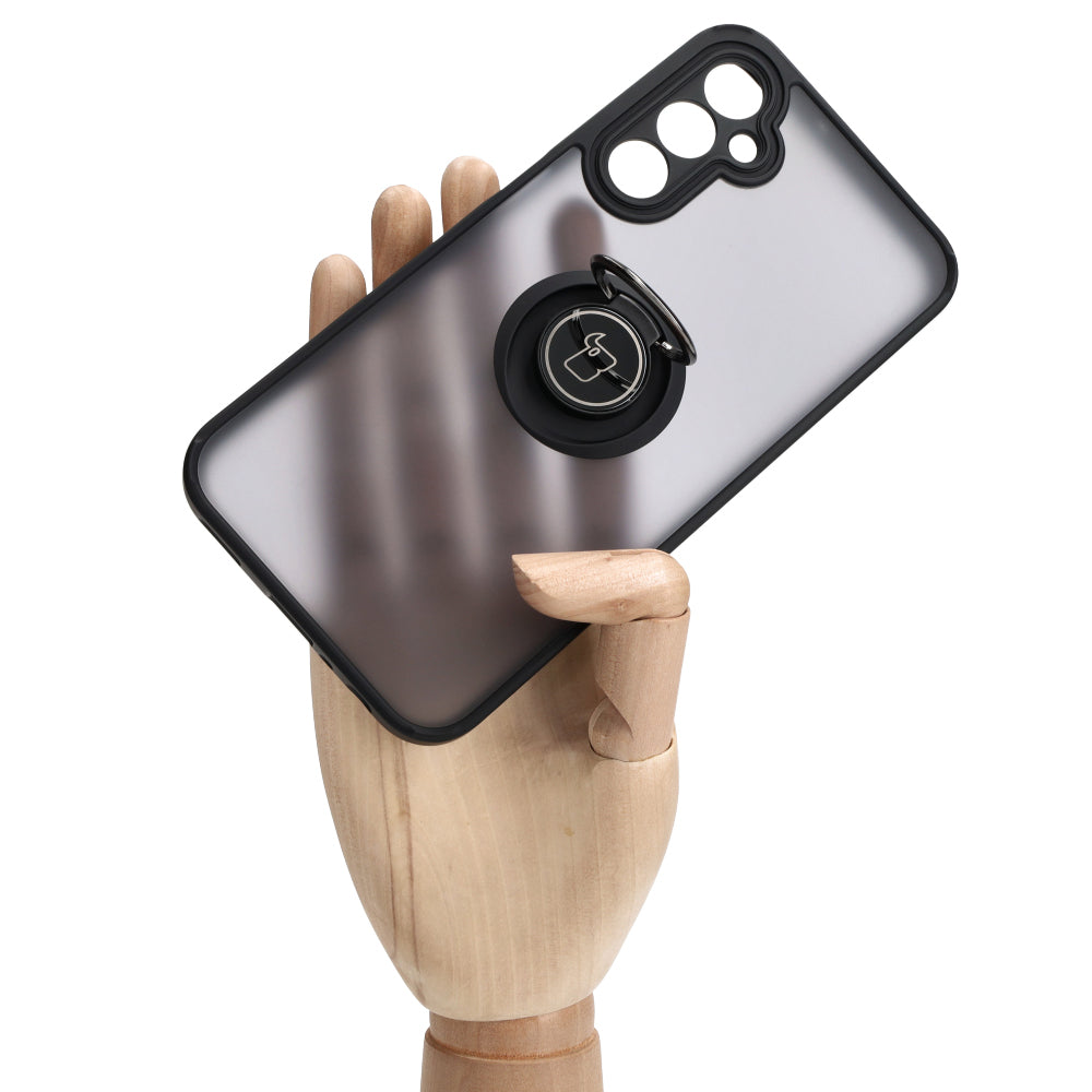 Handyhülle mit Fingergriff für Galaxy A24 4G, Bizon Case Hybrid Ring, getönt mit schwarzem Rahmen