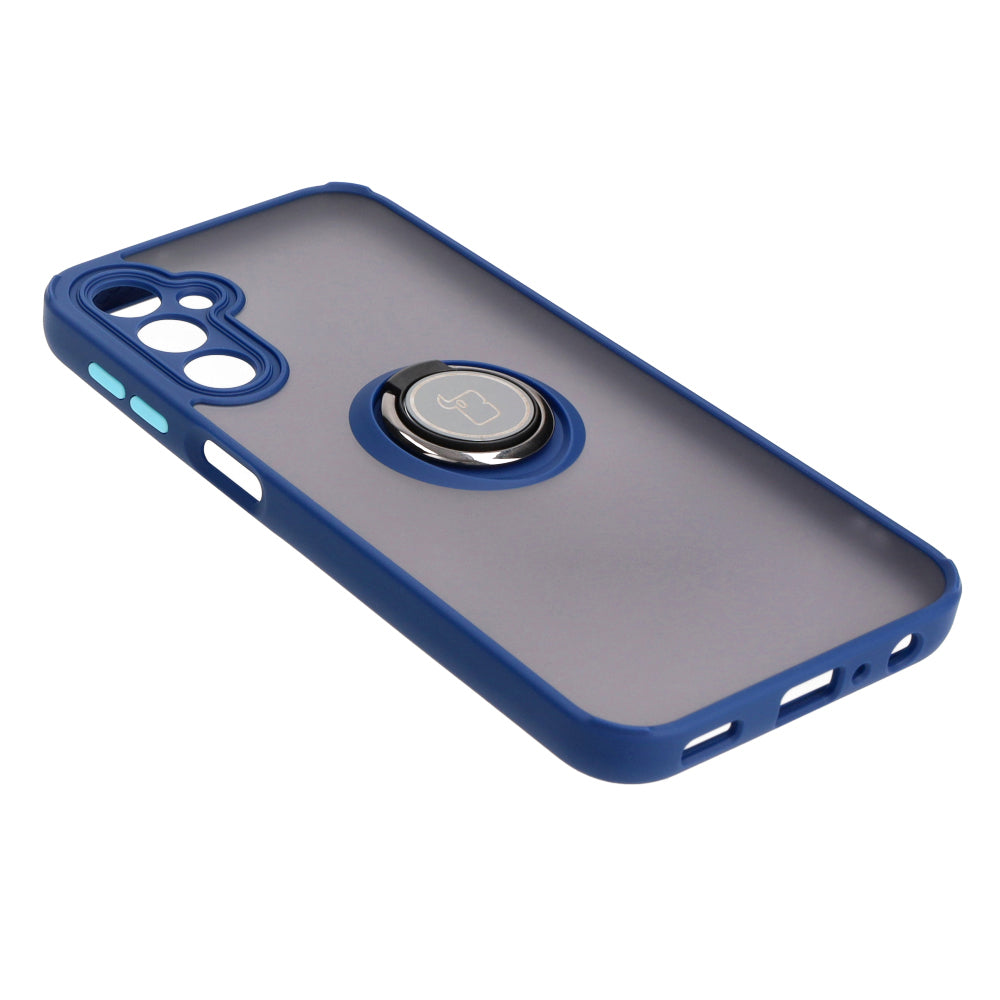 Handyhülle mit Fingergriff für Galaxy A24 4G, Bizon Case Hybrid Ring, getönt mit dunkelblauem Rahmen