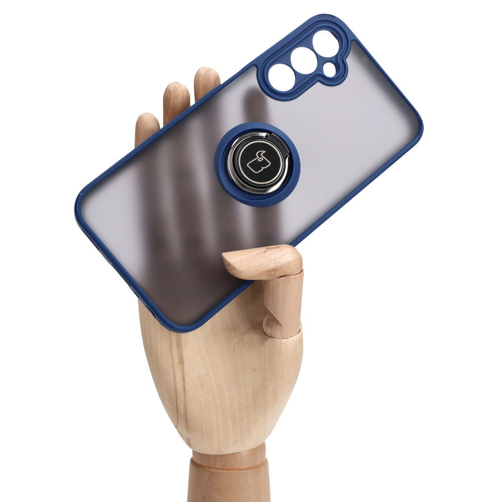 Handyhülle mit Fingergriff für Galaxy A24 4G, Bizon Case Hybrid Ring, getönt mit dunkelblauem Rahmen
