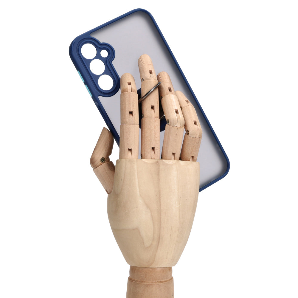 Handyhülle mit Fingergriff für Galaxy A24 4G, Bizon Case Hybrid Ring, getönt mit dunkelblauem Rahmen