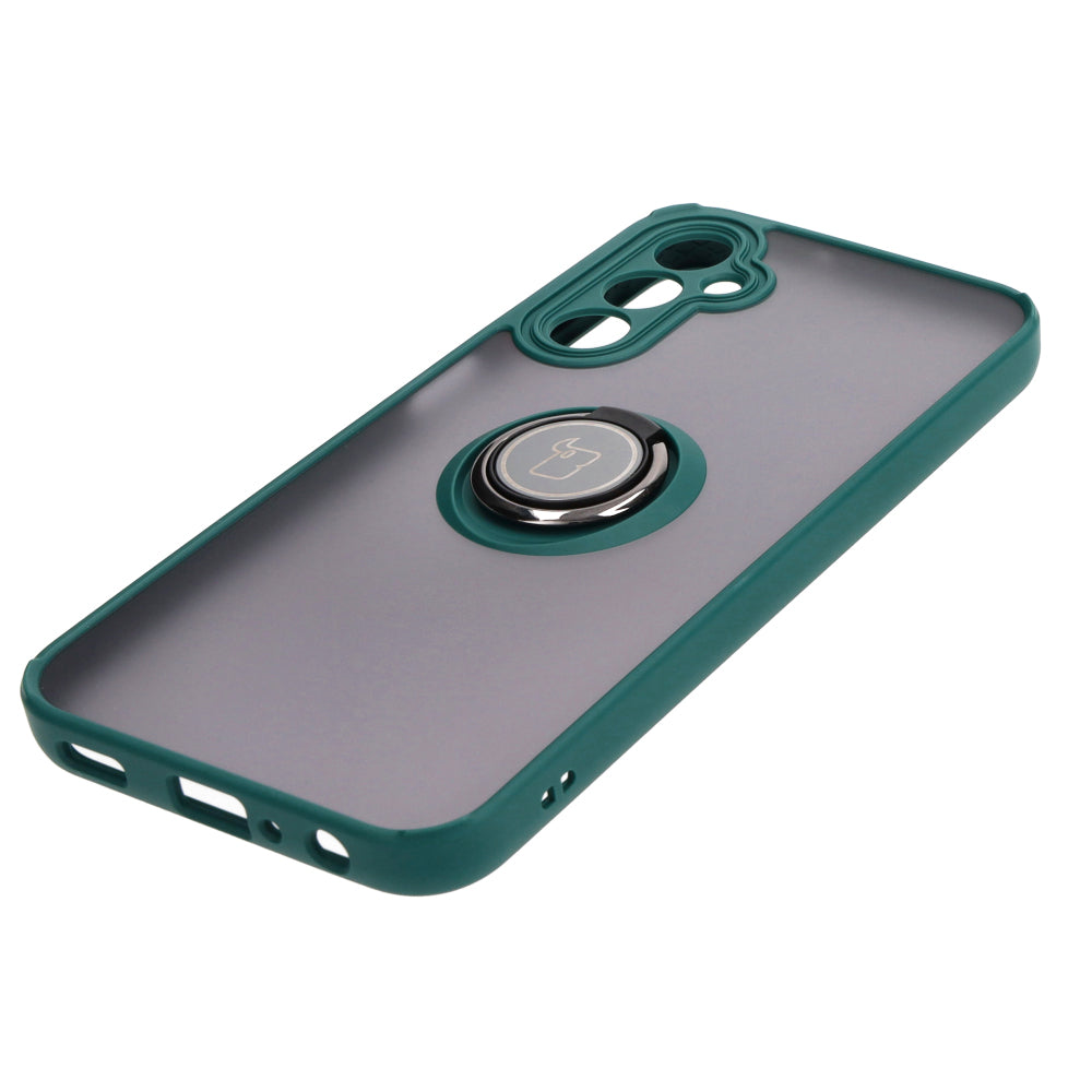 Handyhülle mit Fingergriff für Galaxy A24 4G, Bizon Case Hybrid Ring, getönt mit dunkelgrünem Rahmen