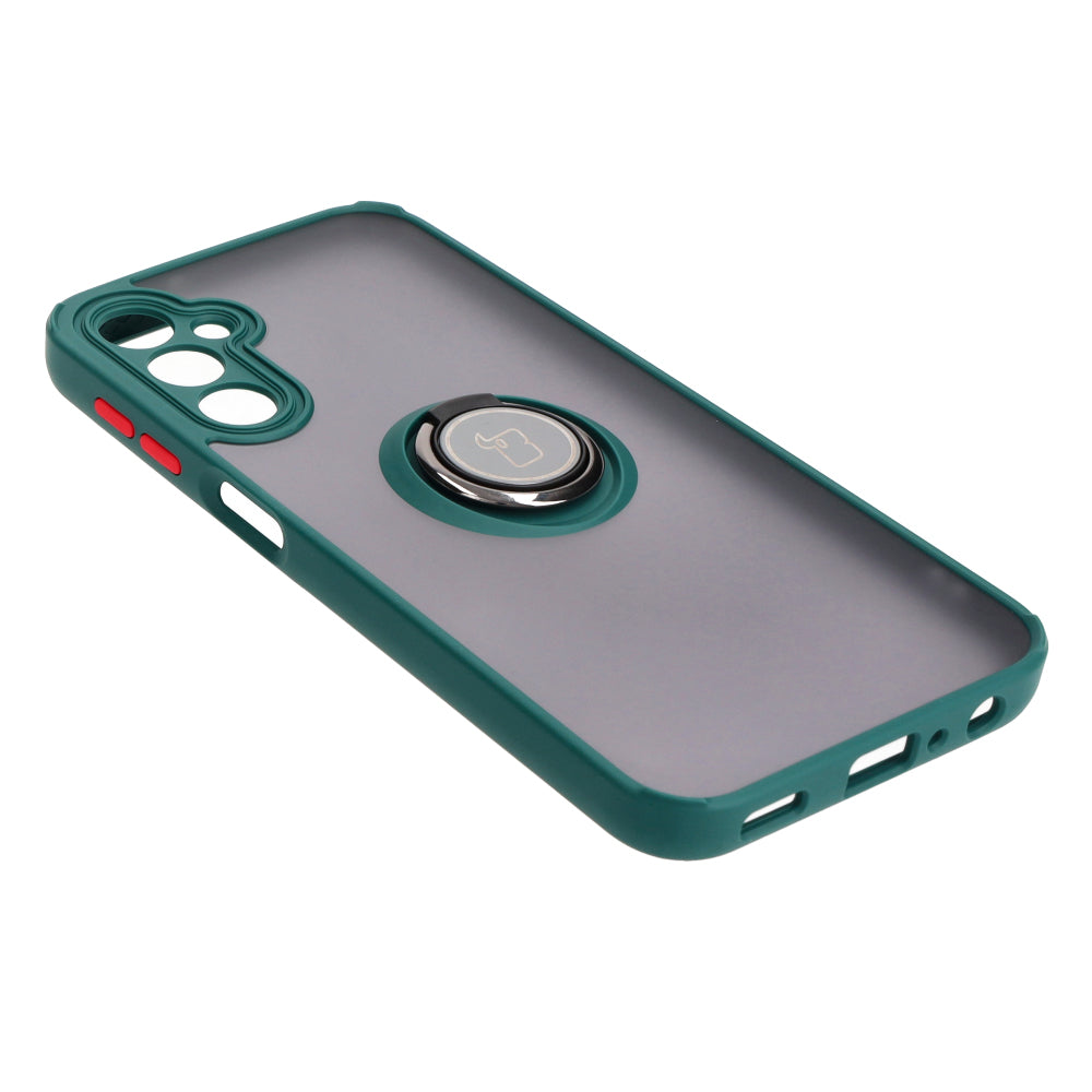 Handyhülle mit Fingergriff für Galaxy A24 4G, Bizon Case Hybrid Ring, getönt mit dunkelgrünem Rahmen