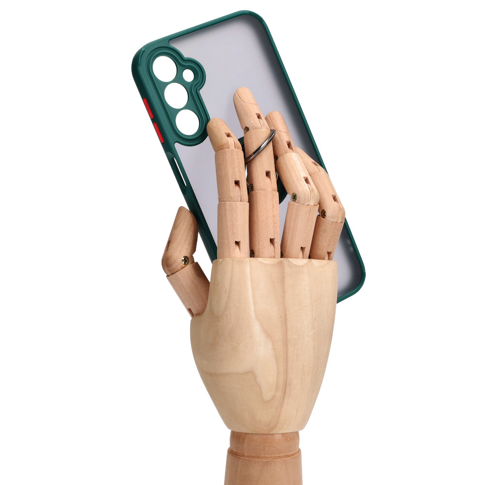 Handyhülle mit Fingergriff für Galaxy A24 4G, Bizon Case Hybrid Ring, getönt mit dunkelgrünem Rahmen