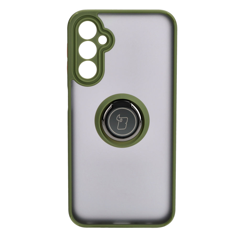 Handyhülle mit Fingergriff für Galaxy A24 4G, Bizon Case Hybrid Ring, getönt mit grünem Rahmen