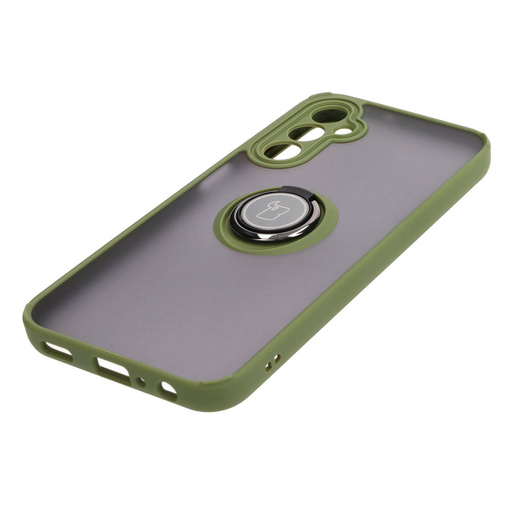 Handyhülle mit Fingergriff für Galaxy A24 4G, Bizon Case Hybrid Ring, getönt mit grünem Rahmen