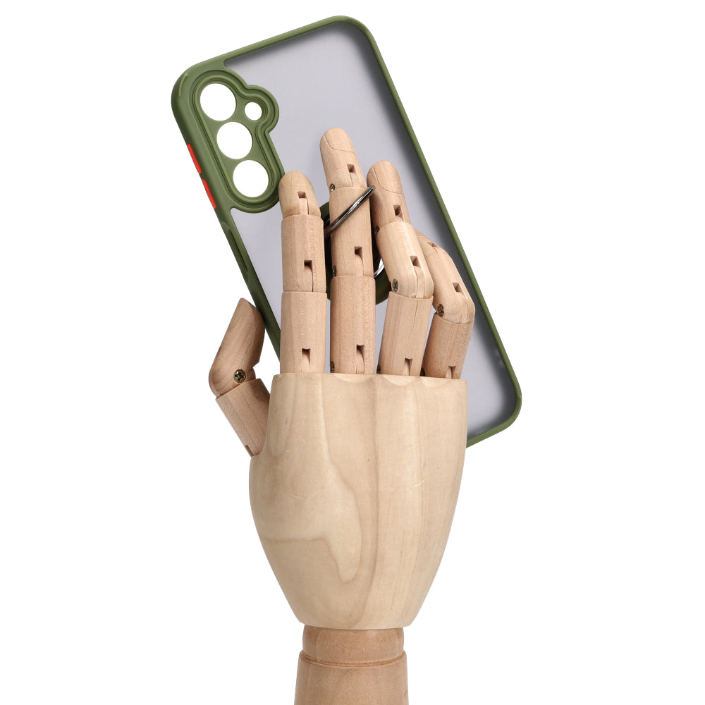 Handyhülle mit Fingergriff für Galaxy A24 4G, Bizon Case Hybrid Ring, getönt mit grünem Rahmen