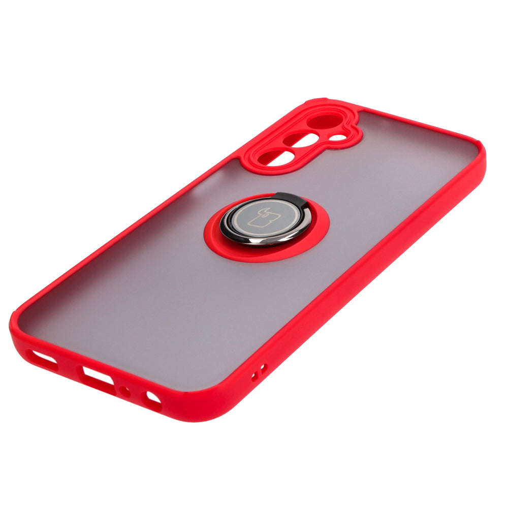 Handyhülle mit Fingergriff für Galaxy A24 4G, Bizon Case Hybrid Ring, getönt mit rotem Rahmen