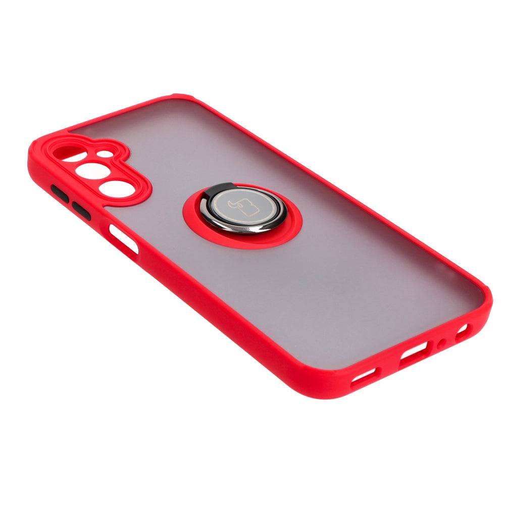 Handyhülle mit Fingergriff für Galaxy A24 4G, Bizon Case Hybrid Ring, getönt mit rotem Rahmen