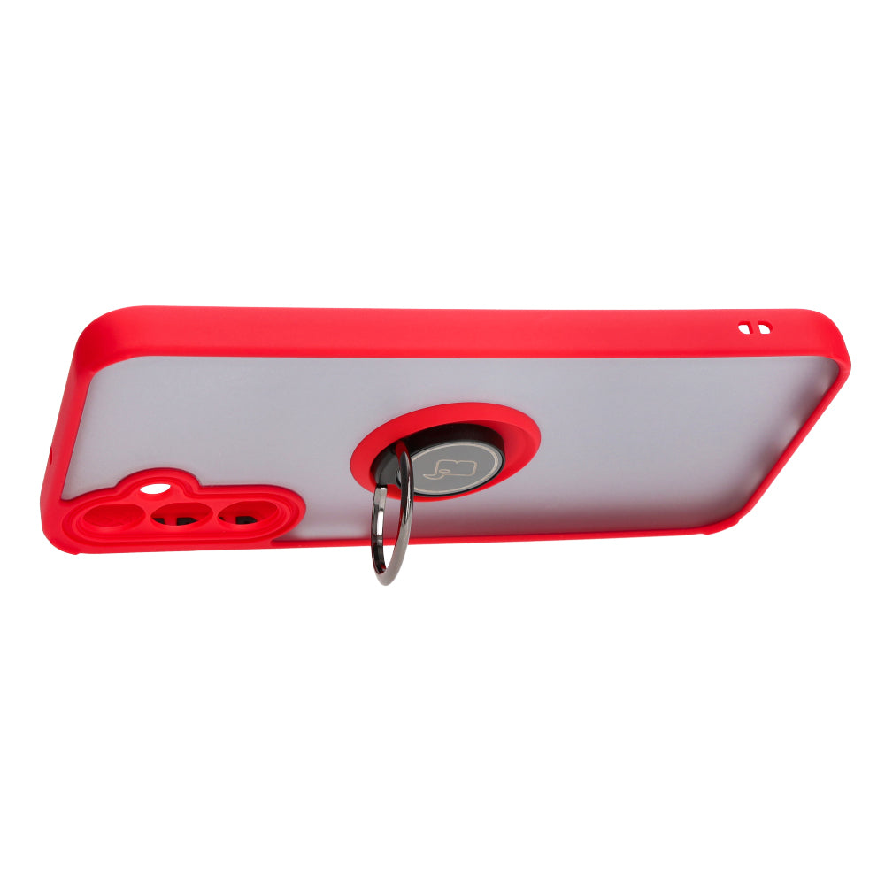 Handyhülle mit Fingergriff für Galaxy A24 4G, Bizon Case Hybrid Ring, getönt mit rotem Rahmen