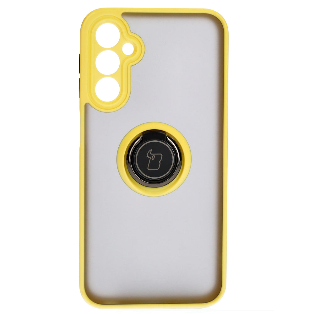 Handyhülle mit Fingergriff für Galaxy A24 4G, Bizon Case Hybrid Ring, getönt mit gelbem Rahmen