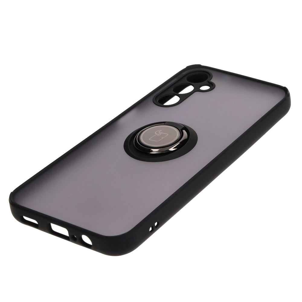 Handyhülle mit Fingergriff für Galaxy M14 5G, Bizon Case Hybrid Ring, getönt mit schwarzem Rahmen