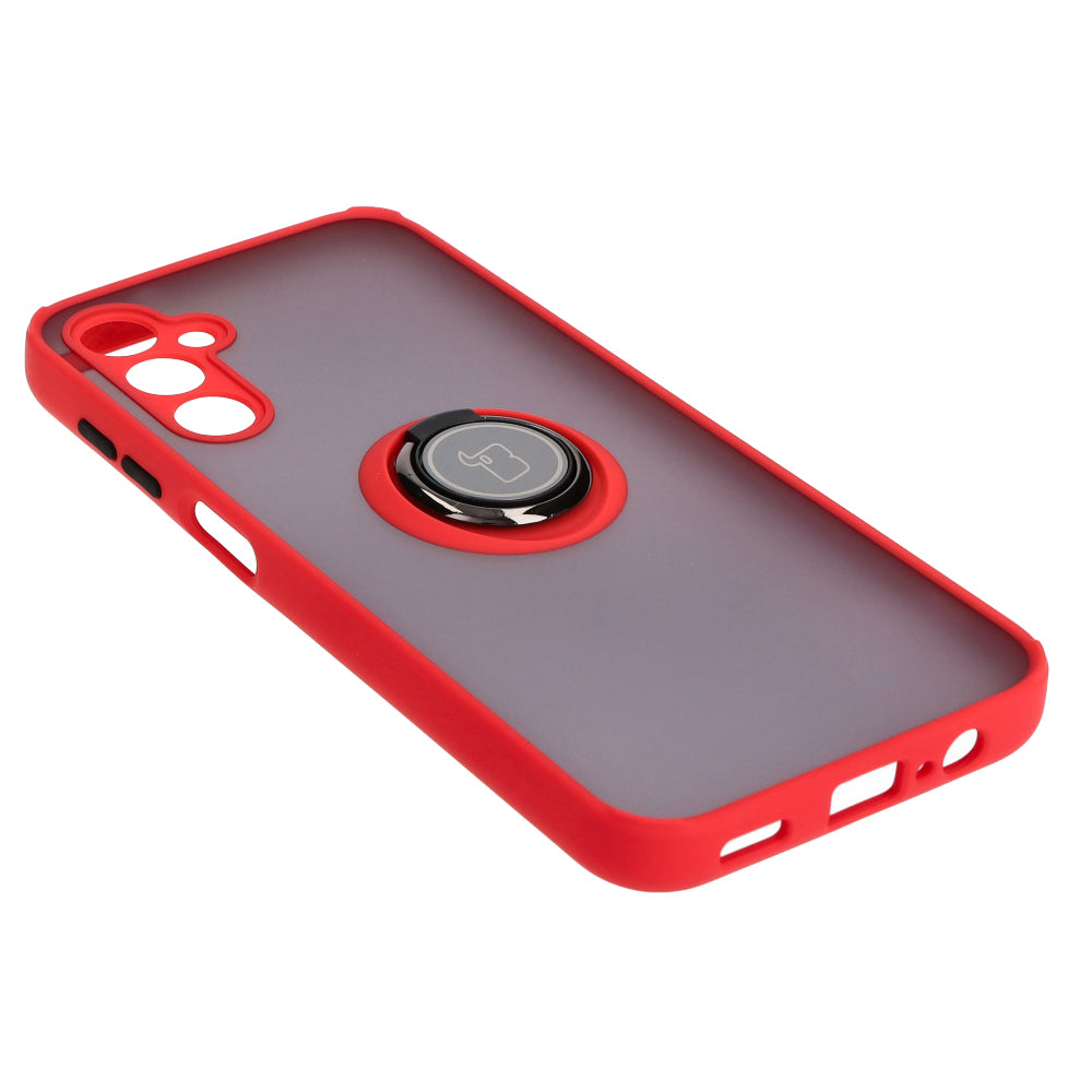 Handyhülle mit Fingergriff für Galaxy M14 5G, Bizon Case Hybrid Ring, getönt mit rotem Rahmen