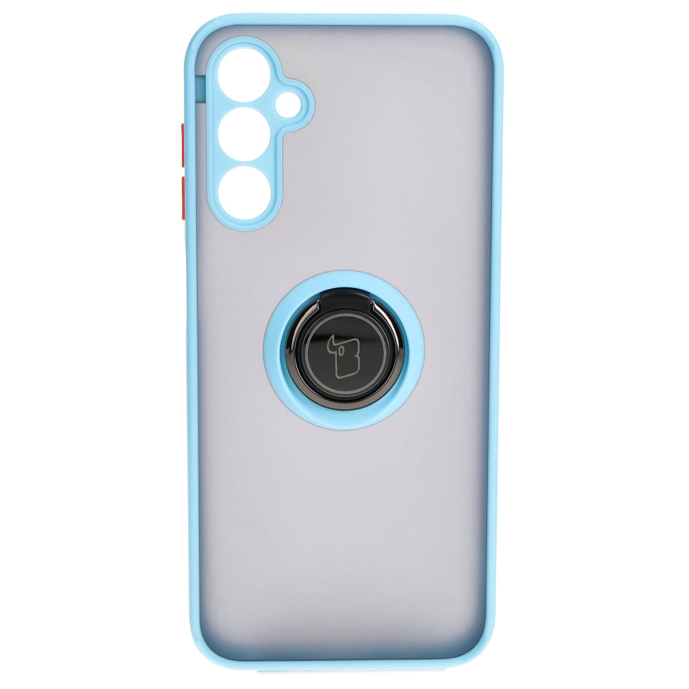 Handyhülle mit Fingergriff für Galaxy M14 5G, Bizon Case Hybrid Ring, getönt mit hellblauem Rahmen