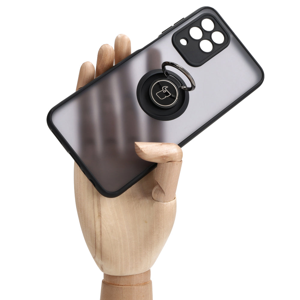 Handyhülle mit Fingergriff für Galaxy M33 5G, Bizon Case Hybrid Ring, getönt mit schwarzem Rahmen