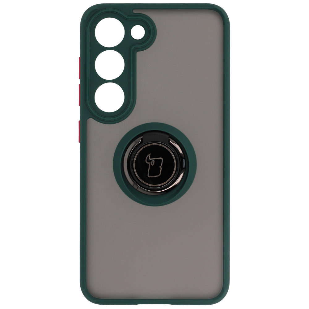 Handyhülle mit Fingergriff für Galaxy S23, Bizon Case Hybrid Ring, getönt mit dunkelgrünem Rahmen