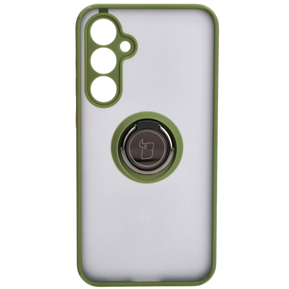 Handyhülle mit Fingergriff für Galaxy S23 FE, Bizon Case Hybrid Ring, getönt mit grünem Rahmen