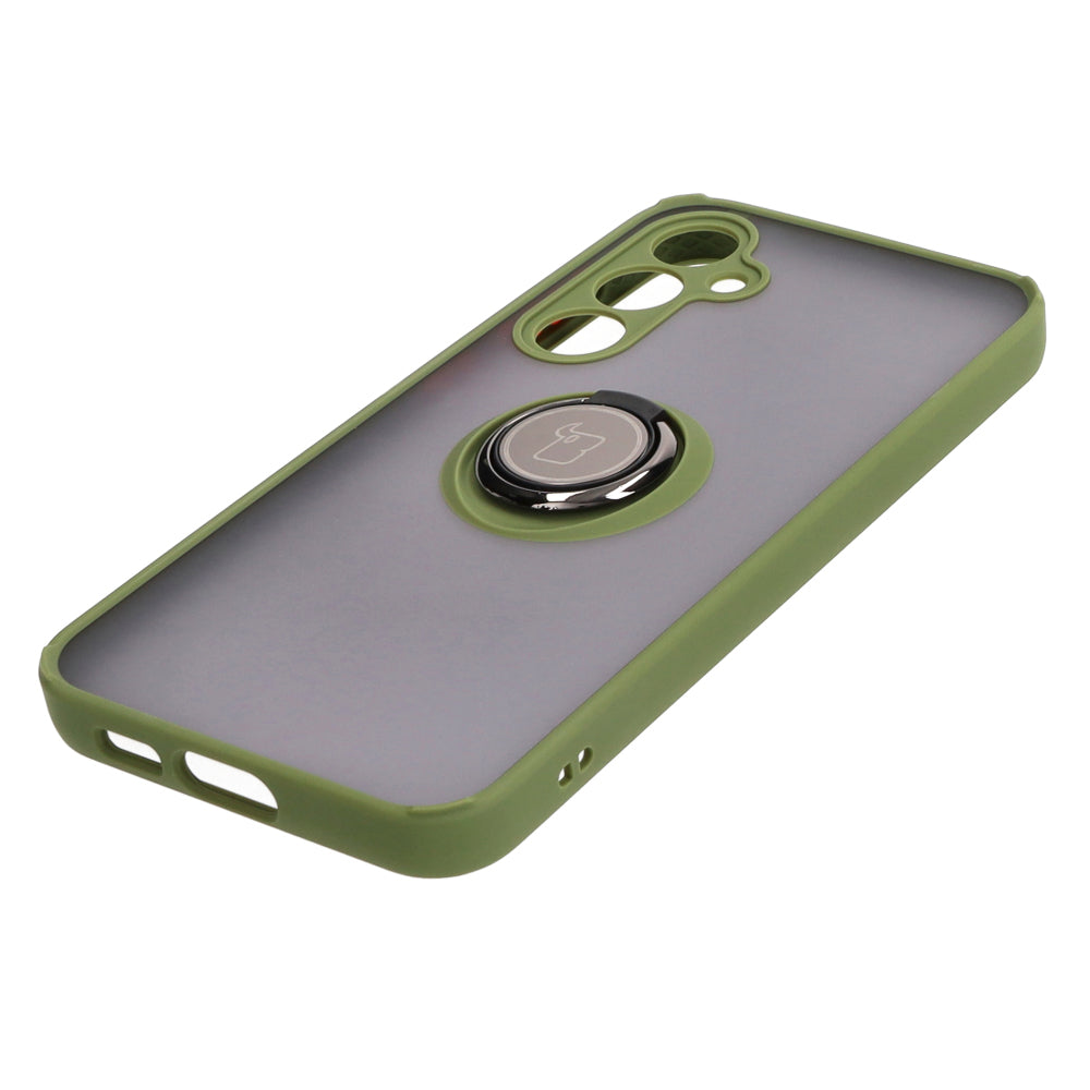 Handyhülle mit Fingergriff für Galaxy S23 FE, Bizon Case Hybrid Ring, getönt mit grünem Rahmen