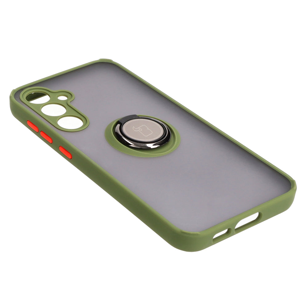 Handyhülle mit Fingergriff für Galaxy S23 FE, Bizon Case Hybrid Ring, getönt mit grünem Rahmen
