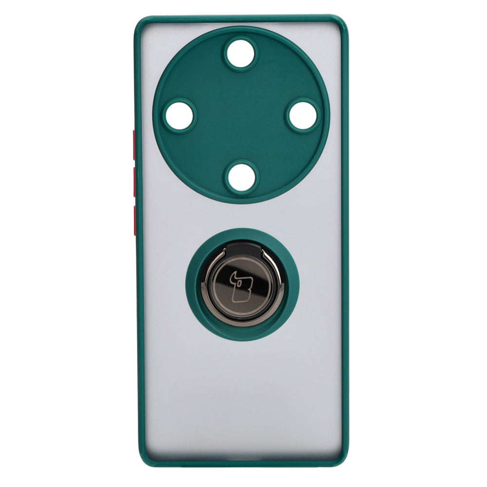 Handyhülle mit Fingergriff für Honor Magic5 Lite, Bizon Case Hybrid Ring, getönt mit dunkelgrünem Rahmen