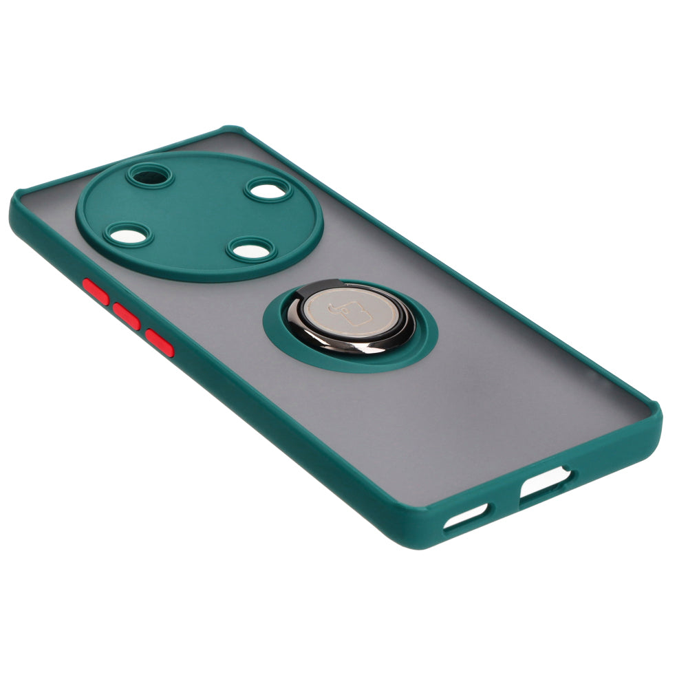 Handyhülle mit Fingergriff für Honor Magic5 Lite, Bizon Case Hybrid Ring, getönt mit dunkelgrünem Rahmen