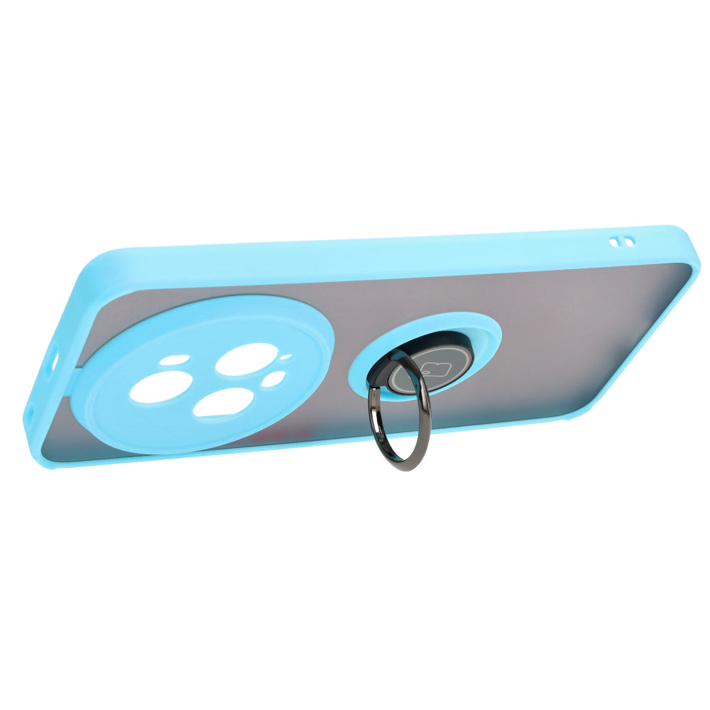 Handyhülle mit Fingergriff für Honor Magic5 Pro, Bizon Case Hybrid Ring, getönt mit hellblauem Rahmen