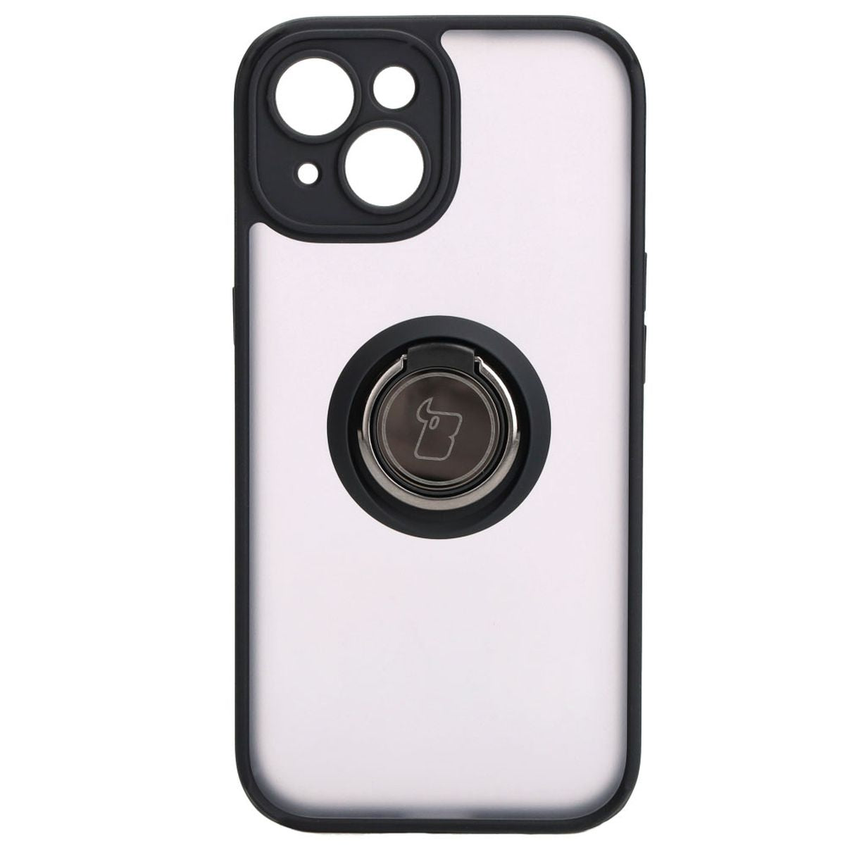 Handyhülle mit Fingergriff für iPhone 15, Bizon Case Hybrid Ring, getönt mit schwarzem Rahmen