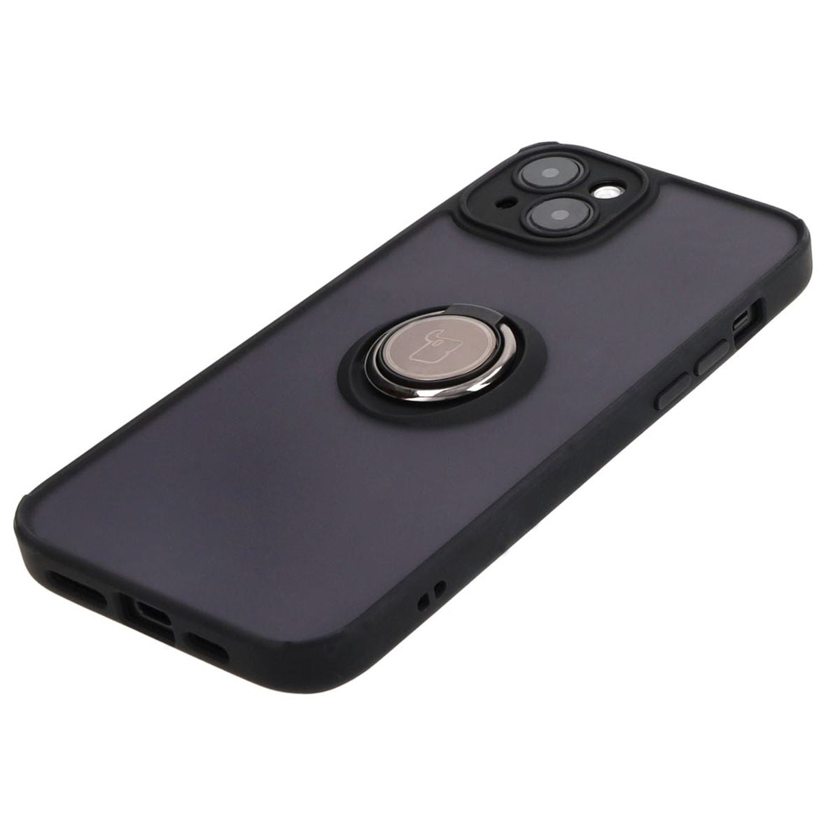 Handyhülle mit Fingergriff für iPhone 15 Plus, Bizon Case Hybrid Ring, getönt mit schwarzem Rahmen
