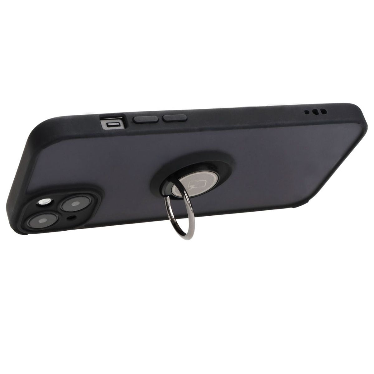 Handyhülle mit Fingergriff für iPhone 15 Plus, Bizon Case Hybrid Ring, getönt mit schwarzem Rahmen