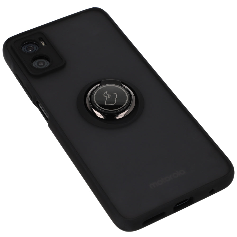 Schutzhülle Bizon Case Hybrid Ring für Motorola Moto E22/E22i, Schwarz