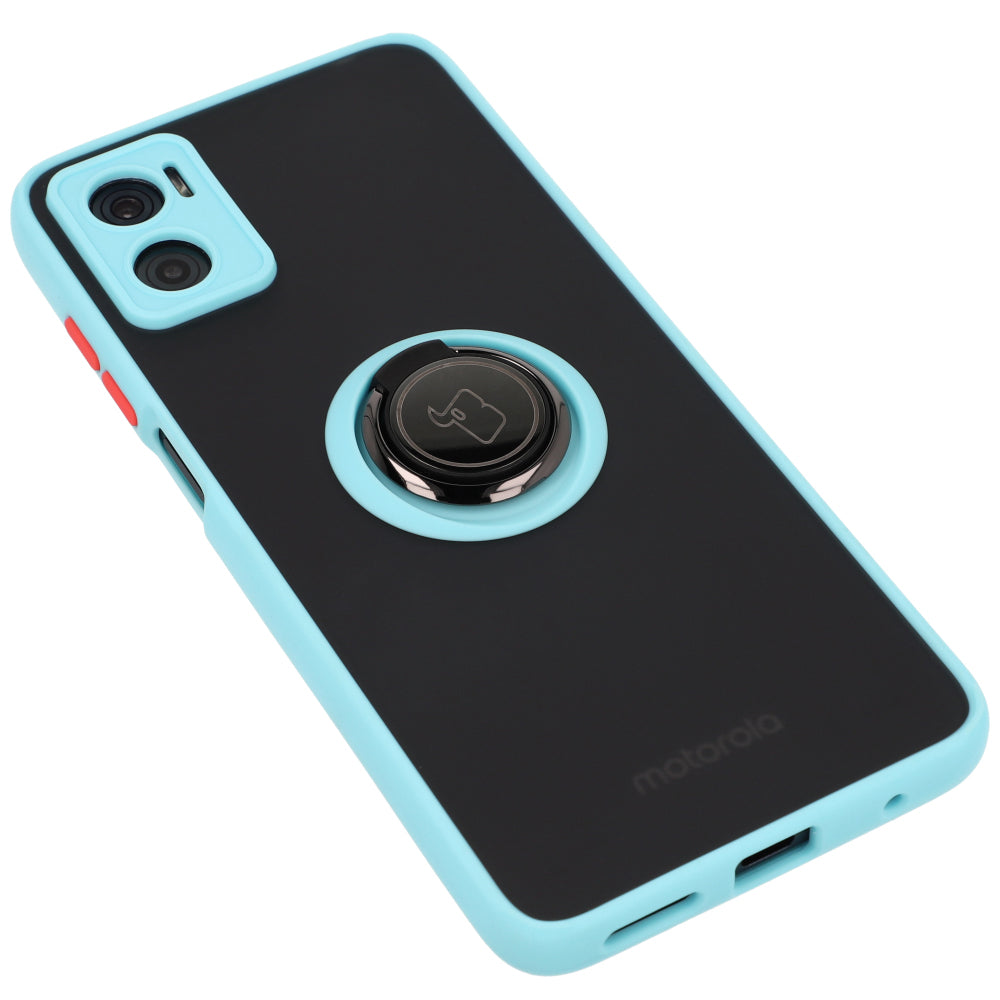 Schutzhülle Bizon Case Hybrid Ring für Motorola Moto E22/E22i, Hellblau