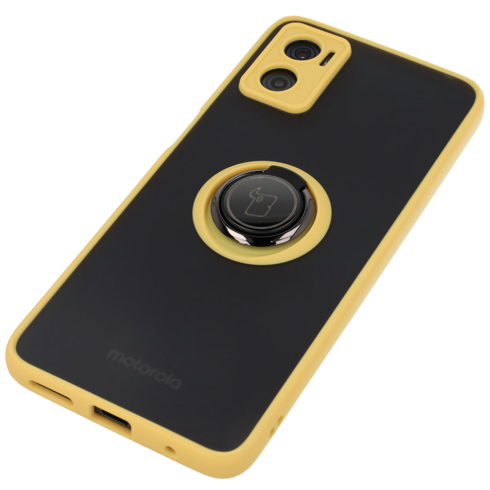 Schutzhülle Bizon Case Hybrid Ring für Motorola Moto E22/E22i, Gelb