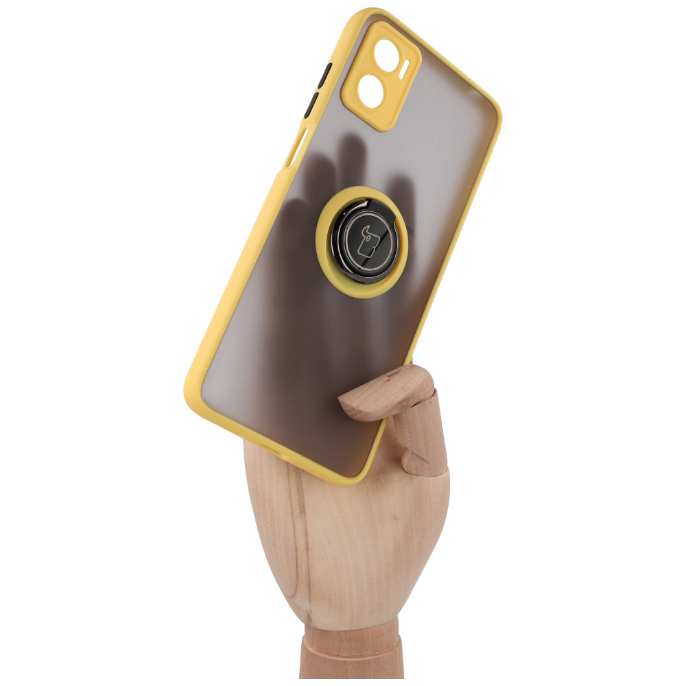 Schutzhülle Bizon Case Hybrid Ring für Motorola Moto E22/E22i, Gelb