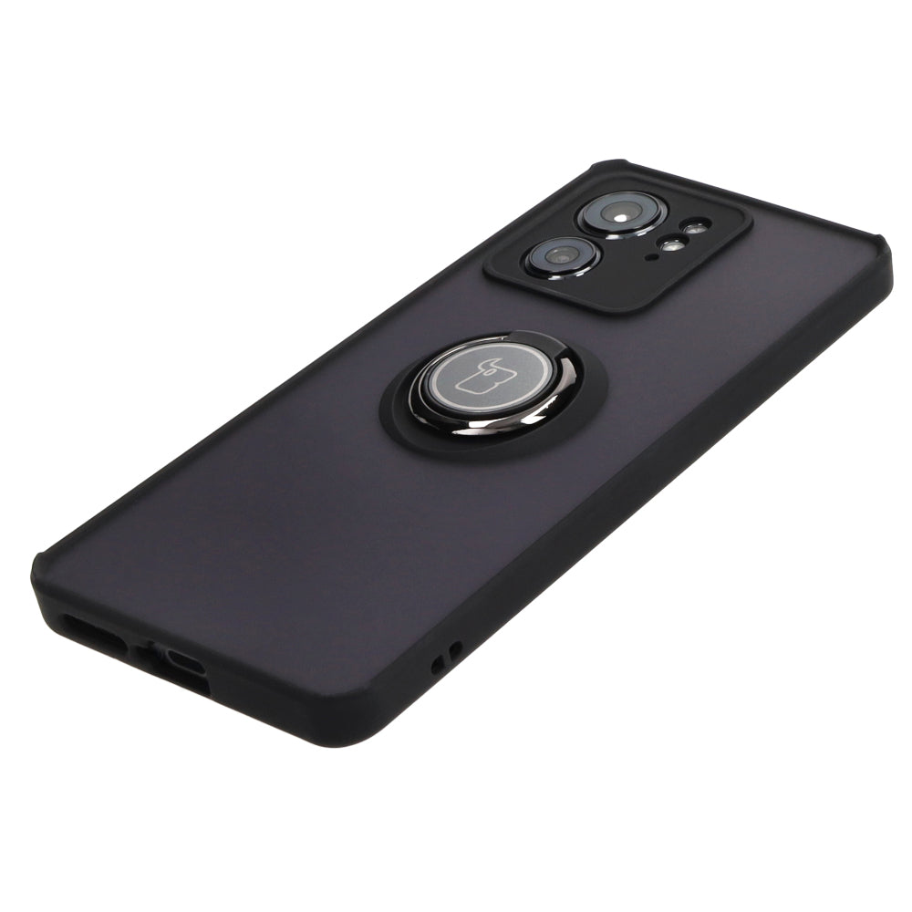 Handyhülle mit Fingergriff für Motorola Edge 40, Bizon Case Hybrid Ring, getönt mit schwarzem Rahmen