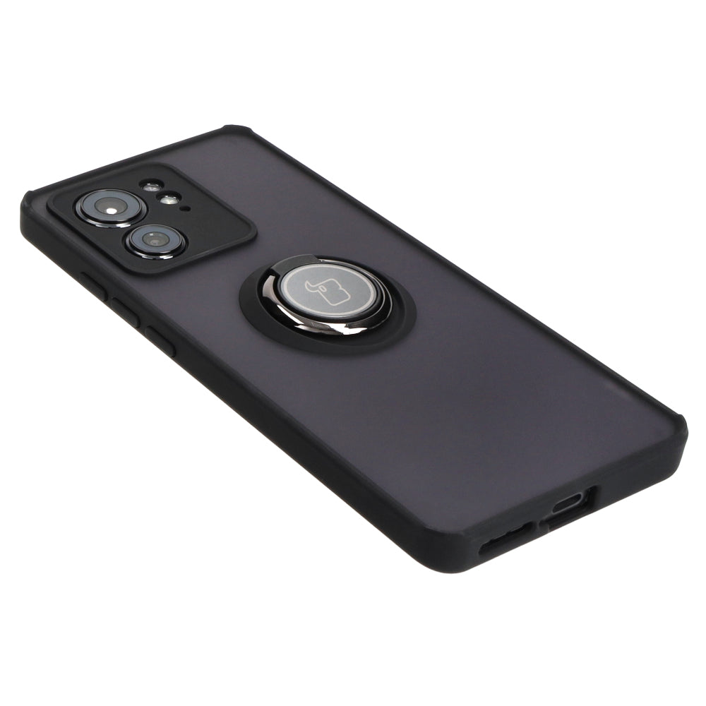 Handyhülle mit Fingergriff für Motorola Edge 40, Bizon Case Hybrid Ring, getönt mit schwarzem Rahmen