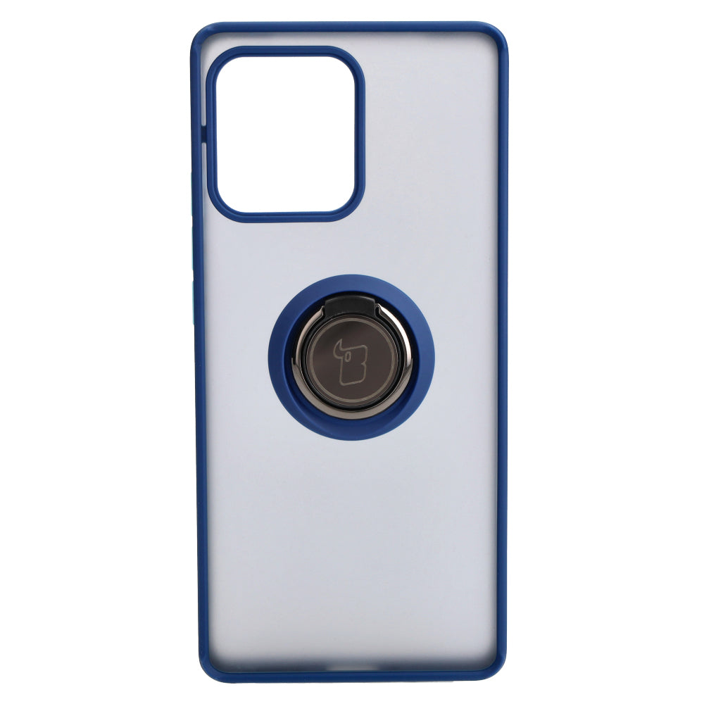 Handyhülle mit Fingergriff für Motorola Edge 40 Pro, Bizon Case Hybrid Ring, getönt mit dunkelblauem Rahmen
