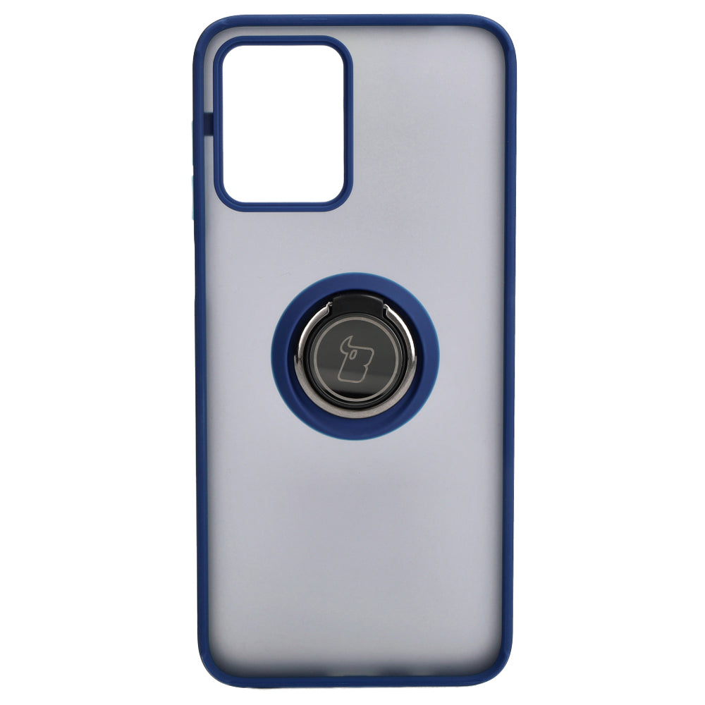 Handyhülle mit Fingergriff für Motorola Moto G13 / G23 / G53 5G, Bizon Case Hybrid Ring, getönt mit dunkelblauem Rahmen