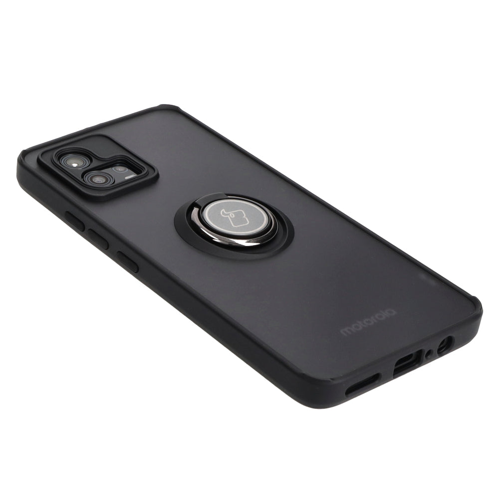 Schutzhülle Bizon Case Hybrid Ring für Motorola Moto G72, Schwarz