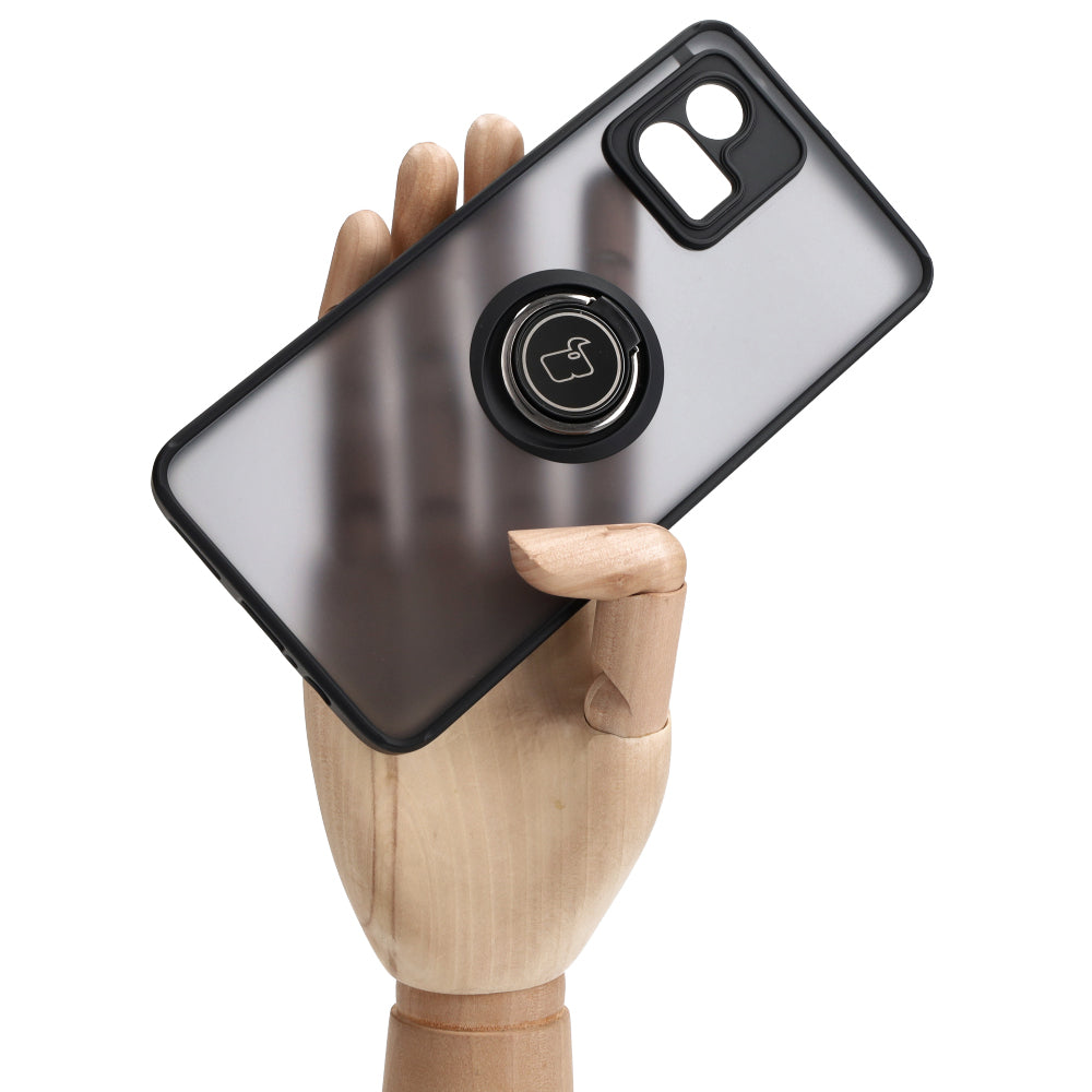 Handyhülle mit Fingergriff für Motorola Moto G72, Bizon Case Hybrid Ring, getönt mit schwarzem Rahmen