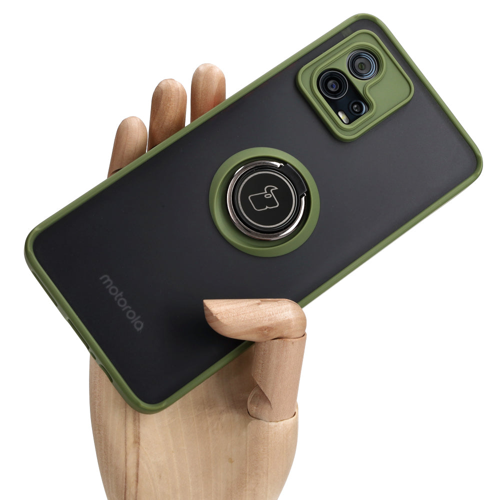Schutzhülle Bizon Case Hybrid Ring für Motorola Moto G72, Hellgrün