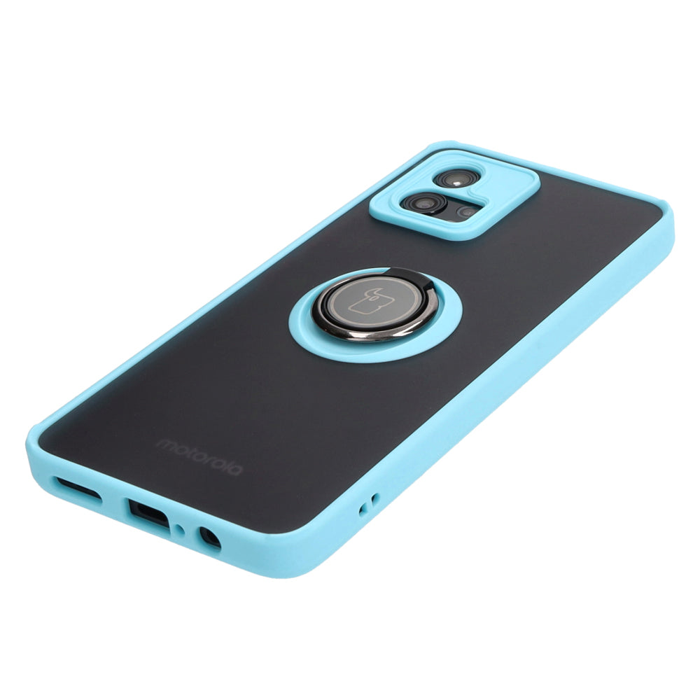 Schutzhülle Bizon Case Hybrid Ring für Motorola Moto G72, Hellblau