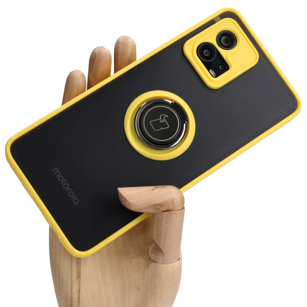 Schutzhülle Bizon Case Hybrid Ring für Motorola Moto G72, Gelb