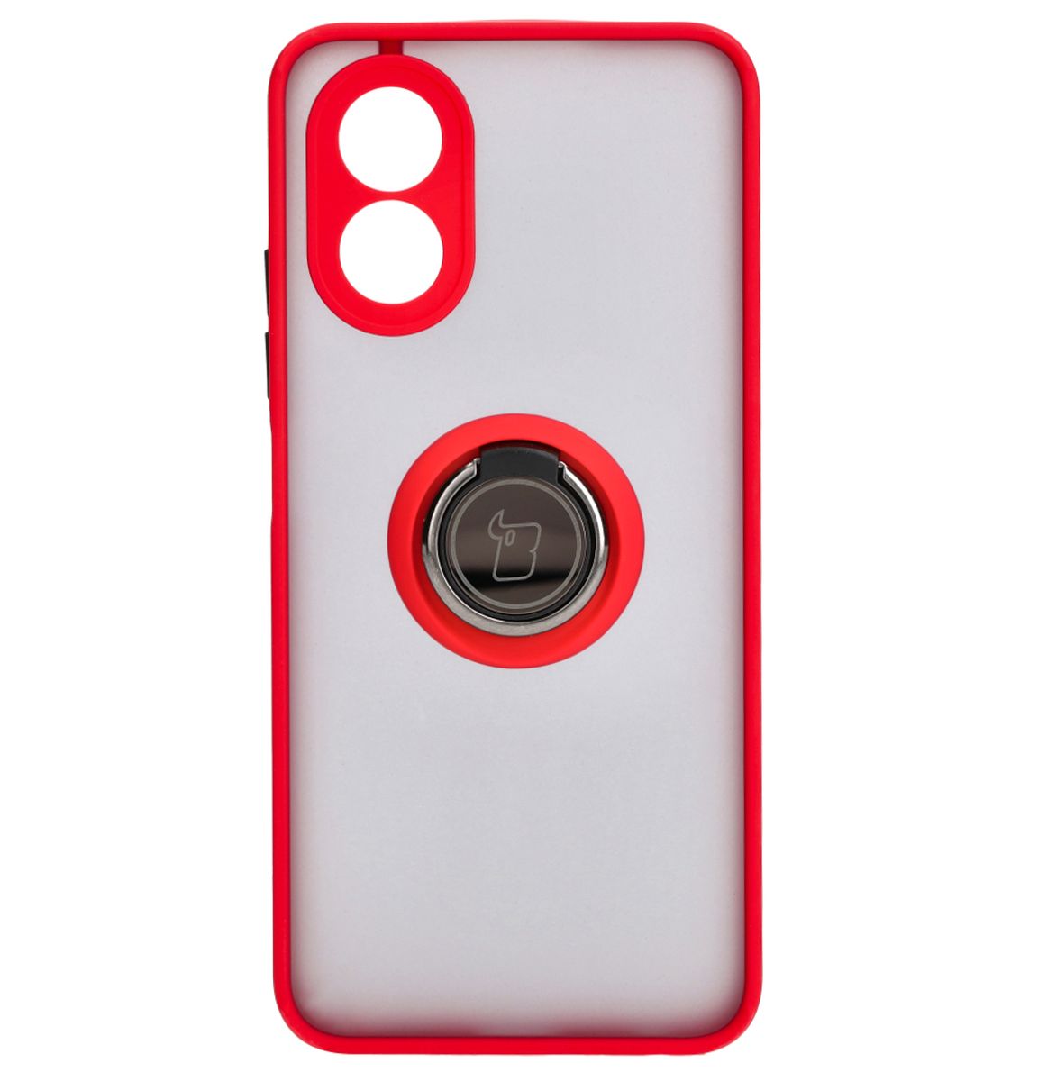 Handyhülle mit Fingergriff für Oppo A38 4G, Bizon Case Hybrid Ring, getönt mit rotem Rahmen
