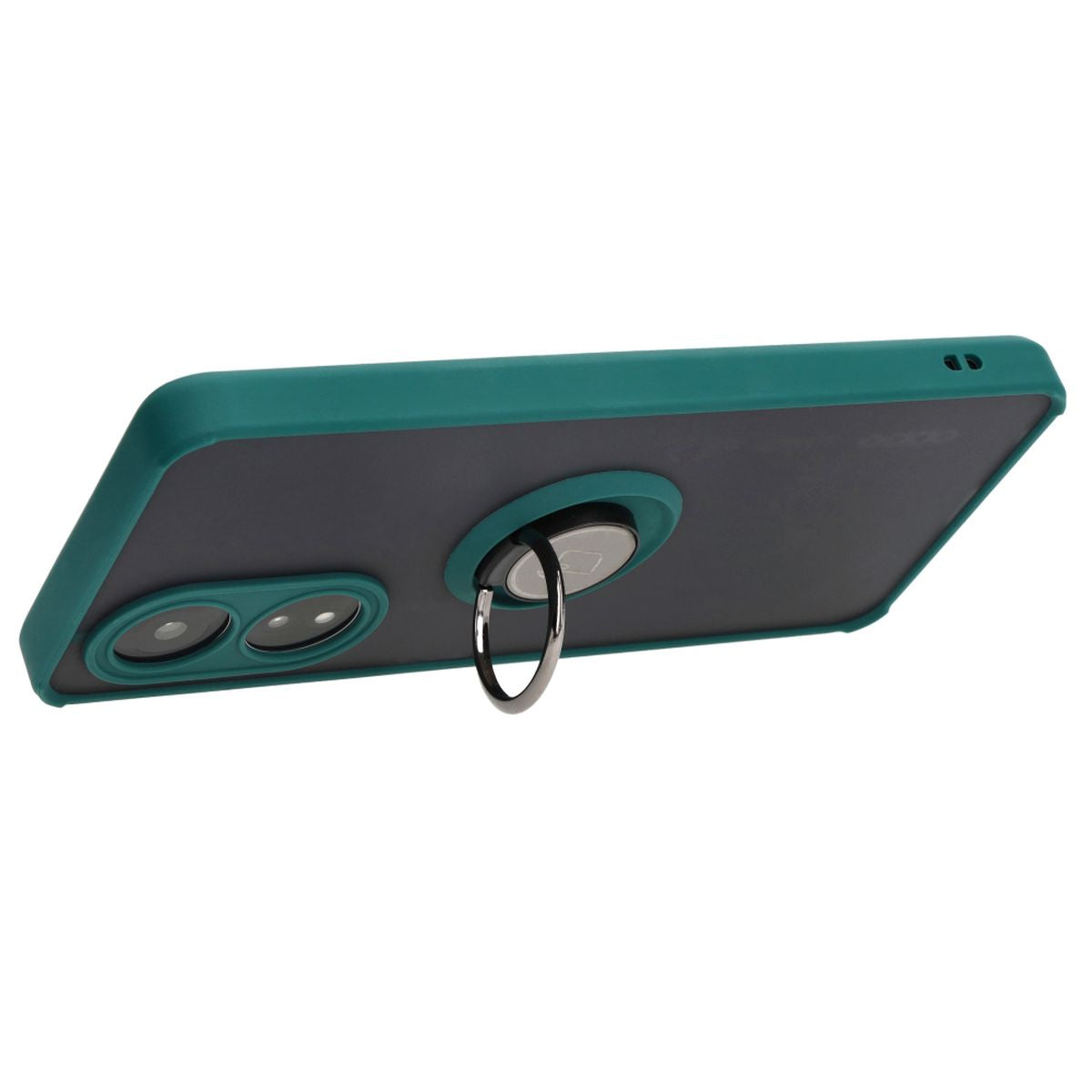 Handyhülle mit Fingergriff für Oppo A58 4G, Bizon Case Hybrid Ring, getönt mit dunkelgrünem Rahmen
