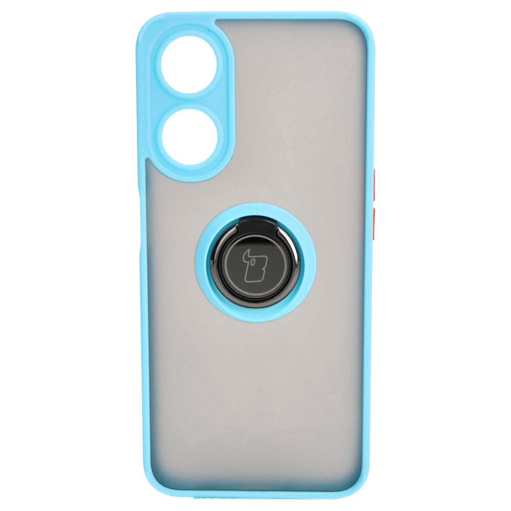 Handyhülle mit Fingergriff für Oppo A78 5G, Bizon Case Hybrid Ring, getönt mit hellblauem Rahmen