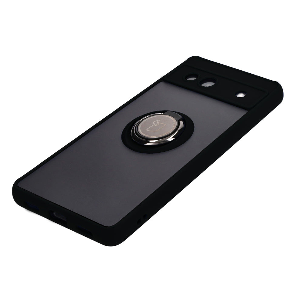 Handyhülle mit Fingergriff für Google Pixel 7A, Bizon Case Hybrid Ring, getönt mit schwarzem Rahmen
