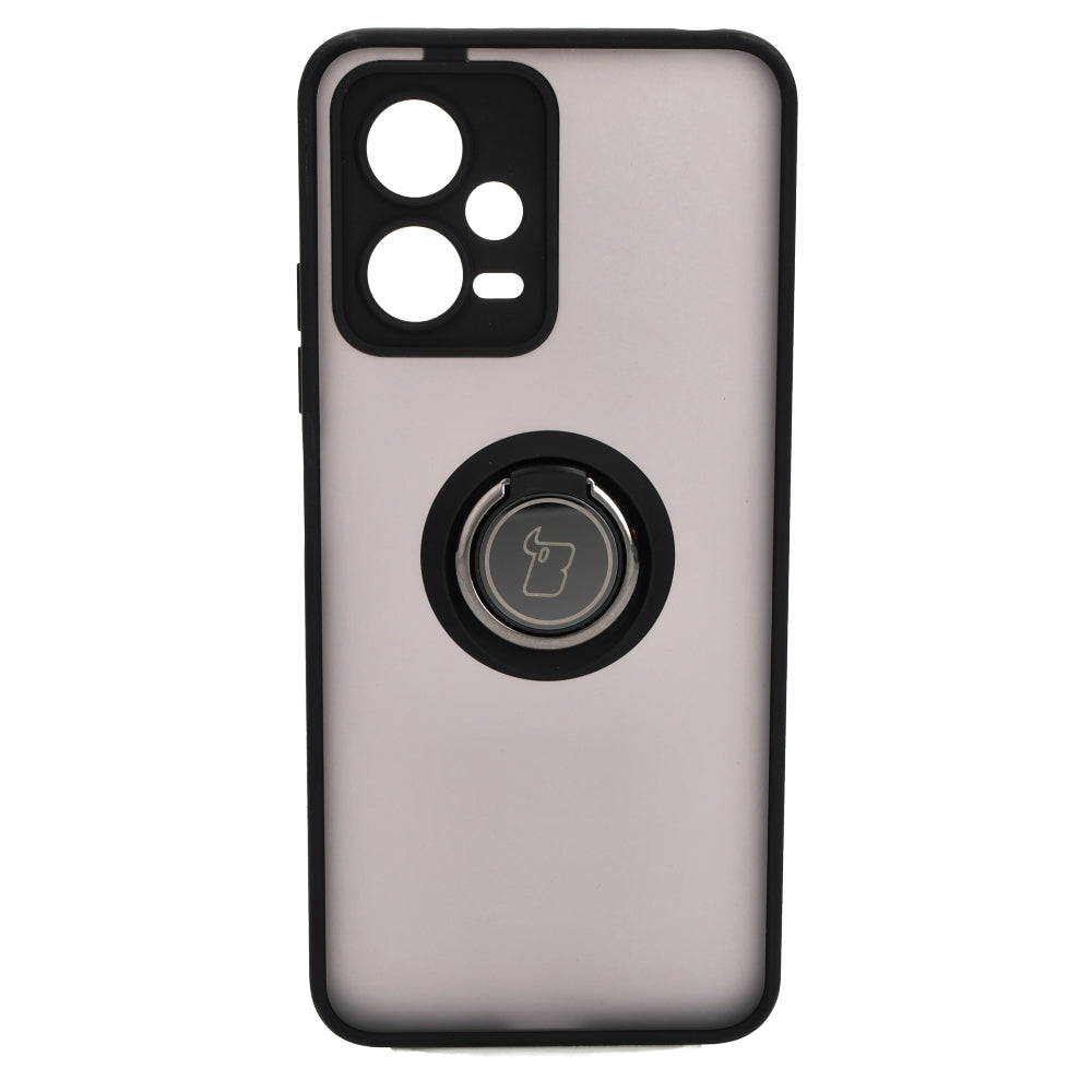 Handyhülle mit Fingergriff für Xiaomi Poco X5 / Redmi Note 12 5G, Bizon Case Hybrid Ring, getönt mit schwarzem Rahmen