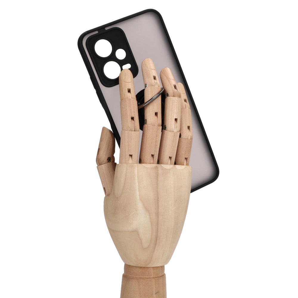 Handyhülle mit Fingergriff für Xiaomi Poco X5 / Redmi Note 12 5G, Bizon Case Hybrid Ring, getönt mit schwarzem Rahmen