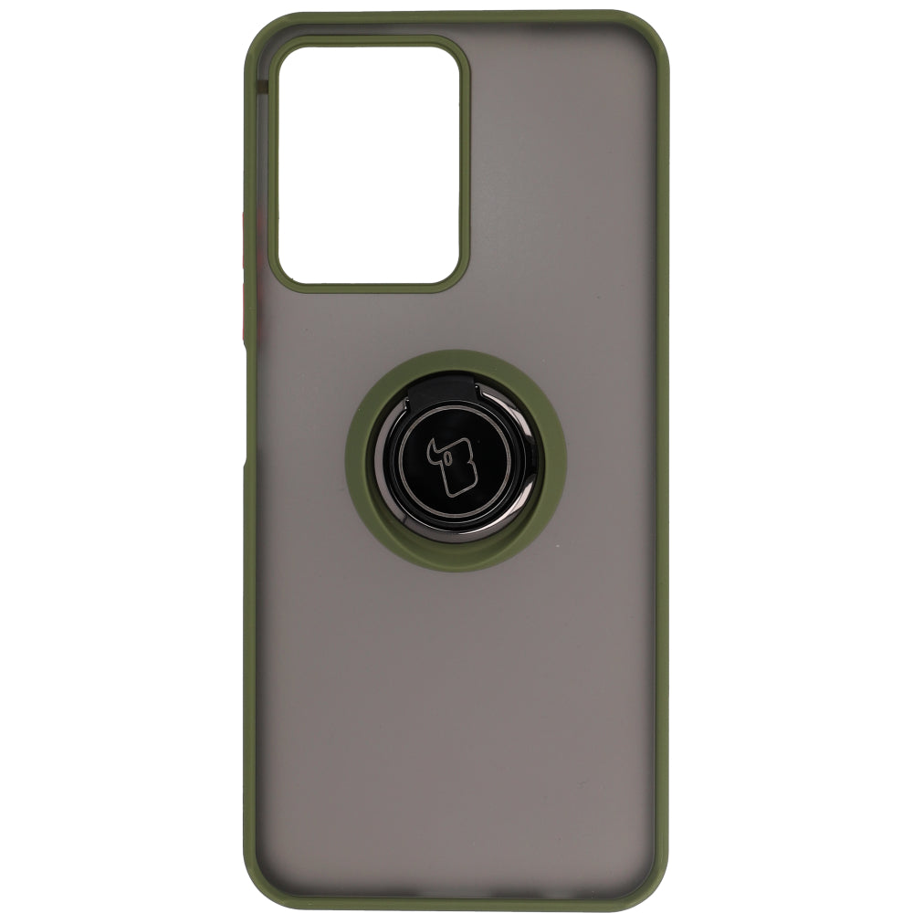Handyhülle mit Fingergriff für Realme C33 / C30 / Narzo 50i Prime, Bizon Case Hybrid Ring, getönt mit grünem Rahmen